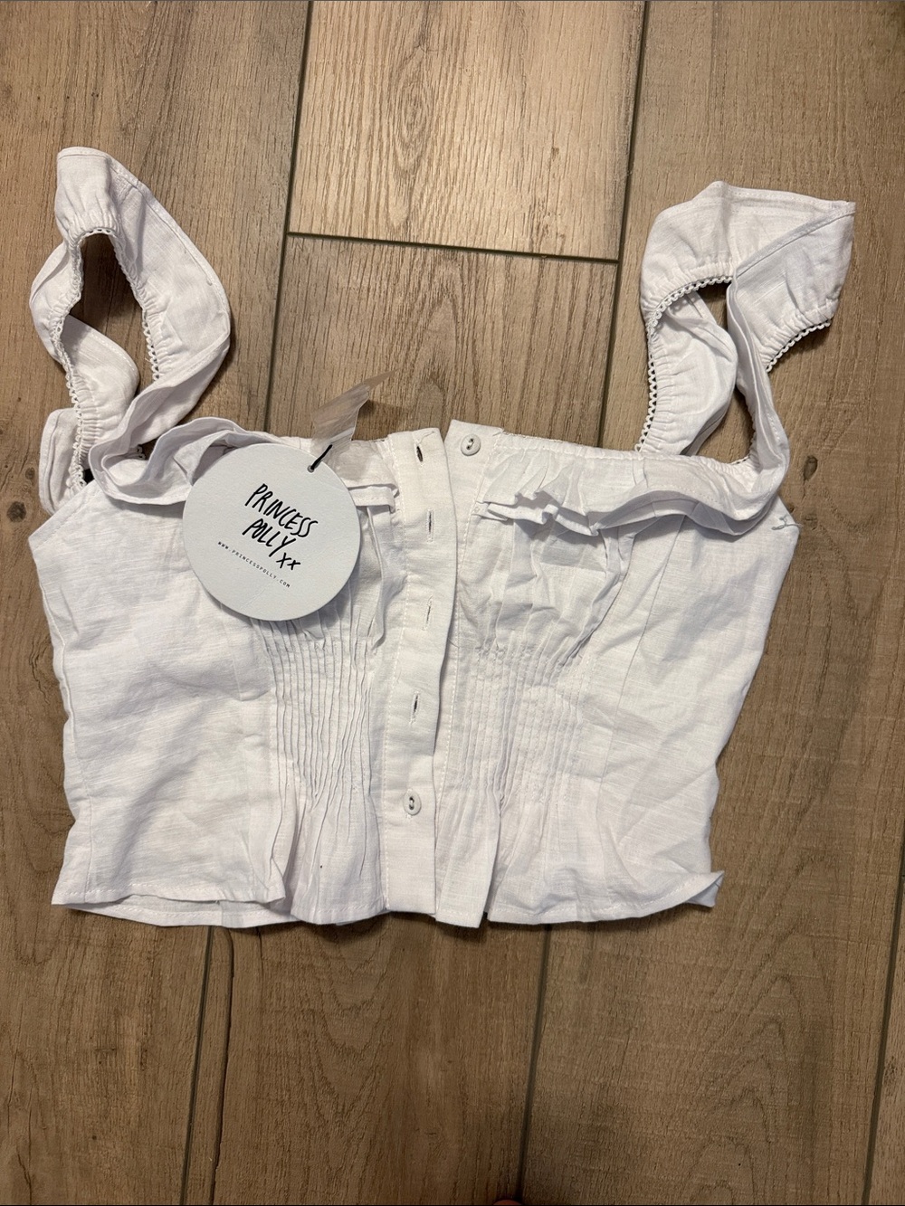 Princess Polly White Cropped Button Front Tank